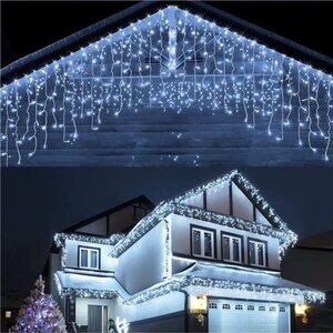 Christmas Lights Icicle Lights 400LED 8Modes Connectable LED String Lights